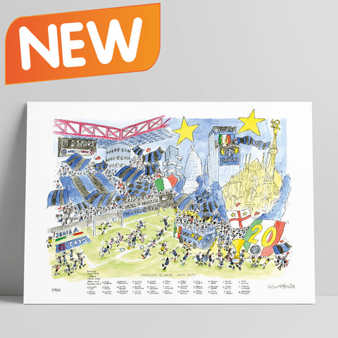 Stampa serie limitata con firma originale "Inter campione d'Italia 2024" formato 32x45 cm