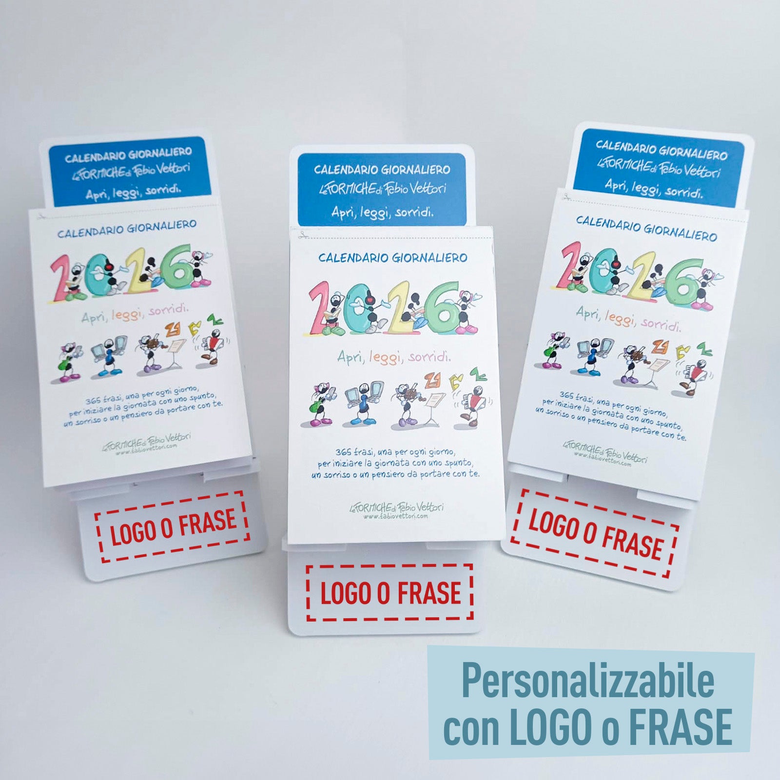 Calendario Giornaliero da tavolo 2026 delle Formiche di Fabio Vettori (FV26G) PERSONALIZZATO