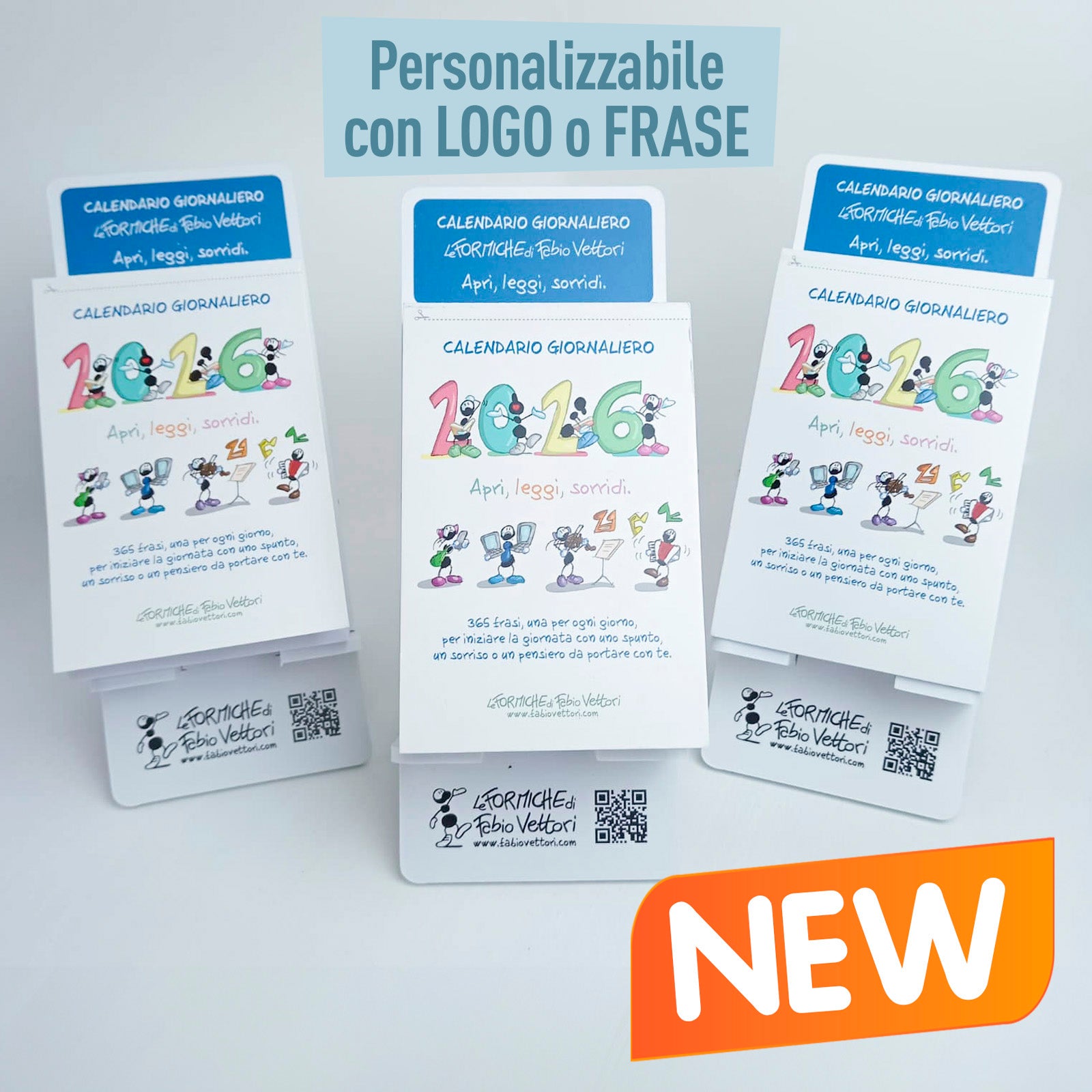 Calendario Giornaliero da tavolo 2026 delle Formiche di Fabio Vettori (FV26G) PERSONALIZZATO
