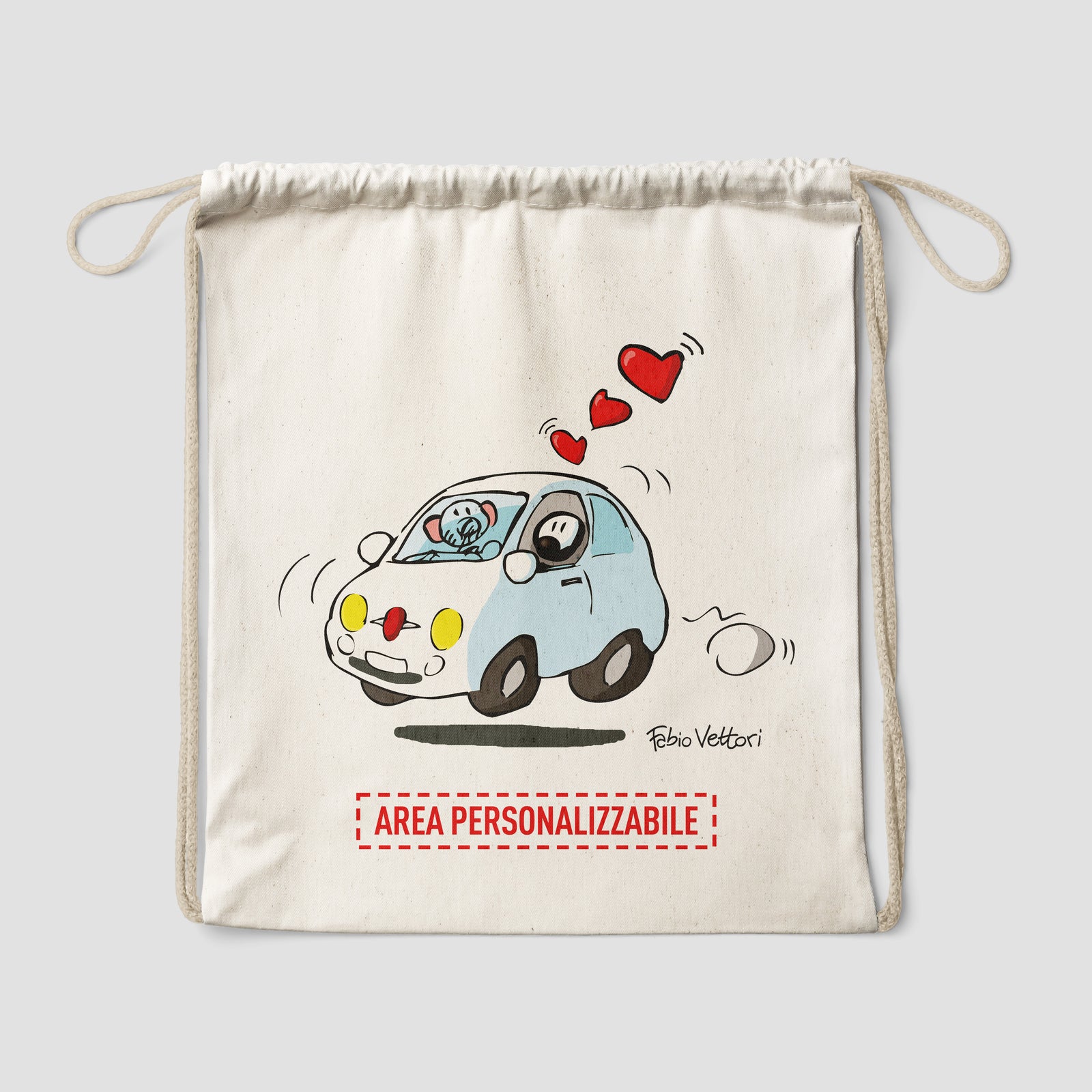 Personalized cotton backpack bag with "500" motif