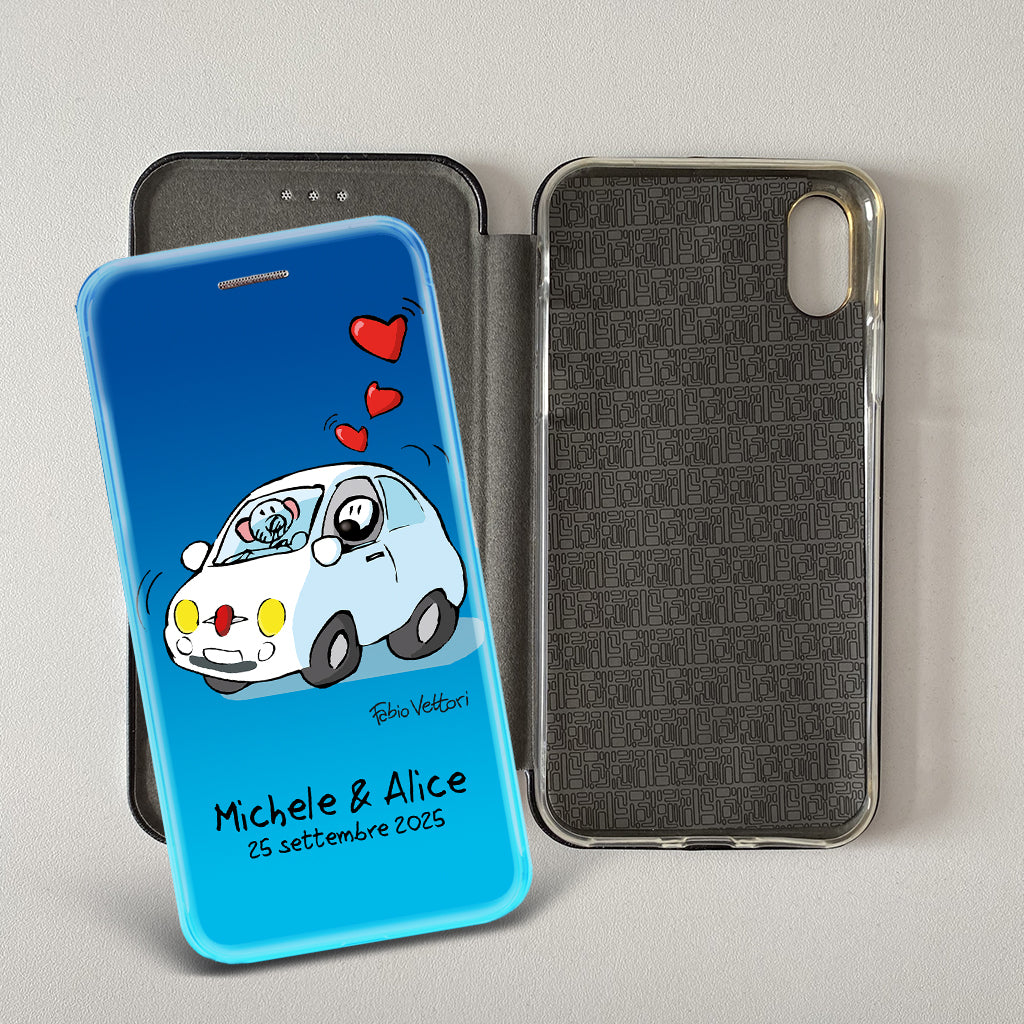 Cover artistica per Smartphone Personalizzata soggetto "500" modello con apertura "a Libro"