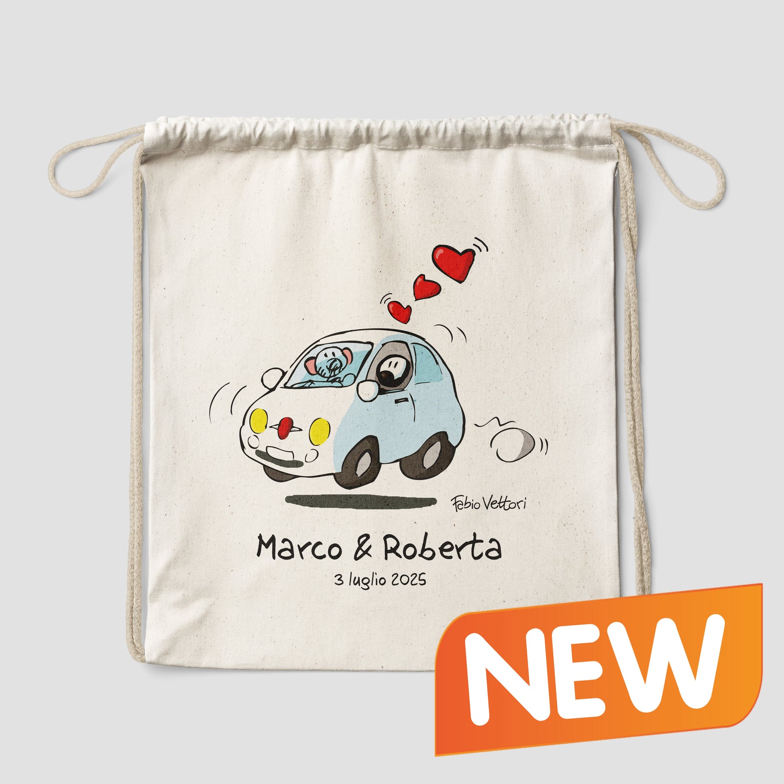 Personalized cotton backpack bag with "500" motif