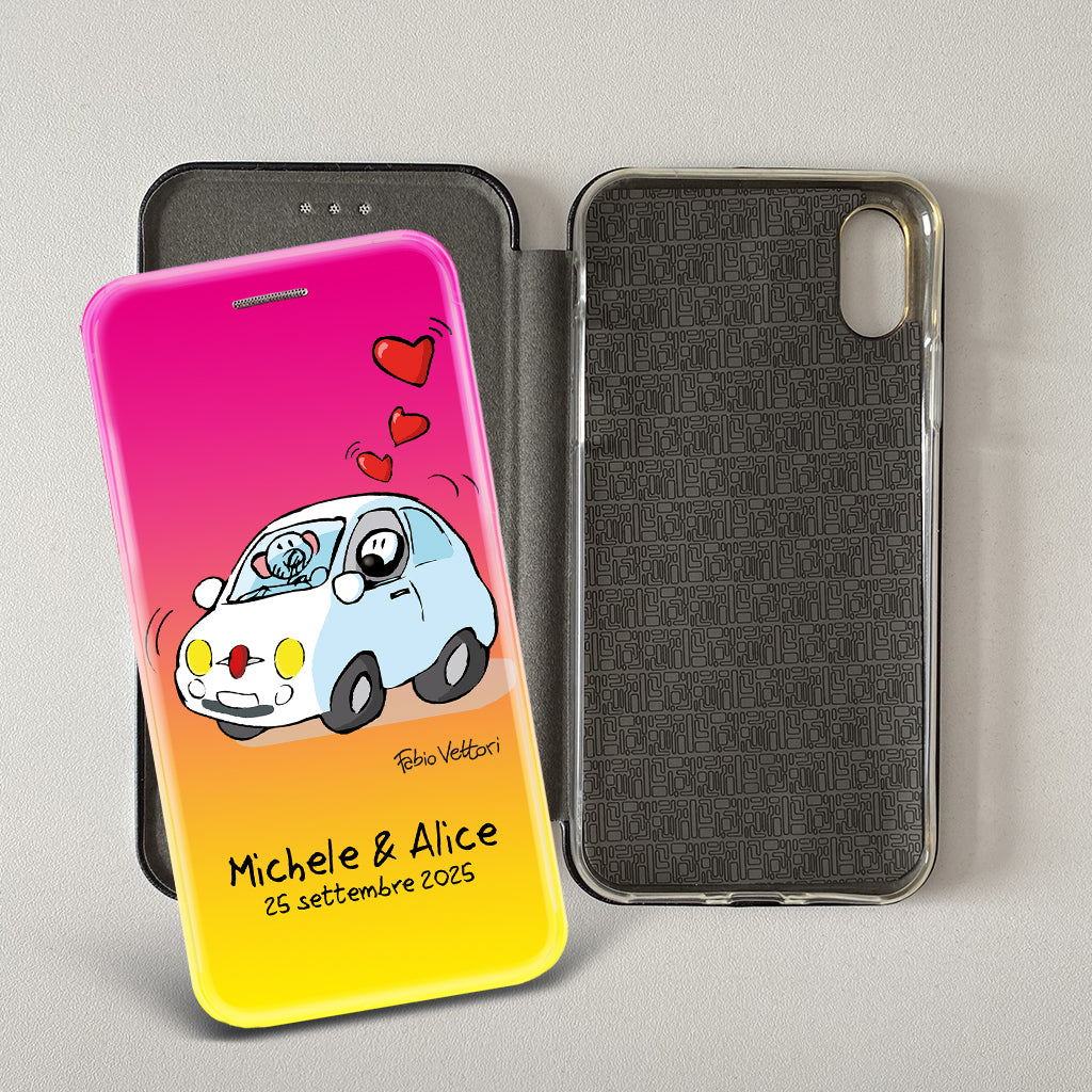 Cover artistica per Smartphone Personalizzata soggetto "500" modello con apertura "a Libro"