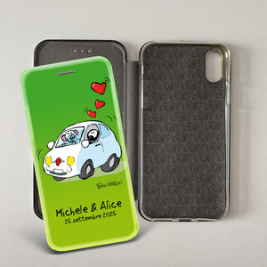 Cover artistica per Smartphone Personalizzata soggetto "500" modello con apertura "a Libro"