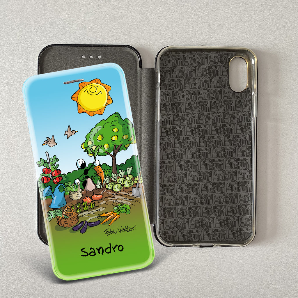 Cover artistica per Smartphone Personalizzata soggetto "Agricoltore" modello con apertura "a Libro"