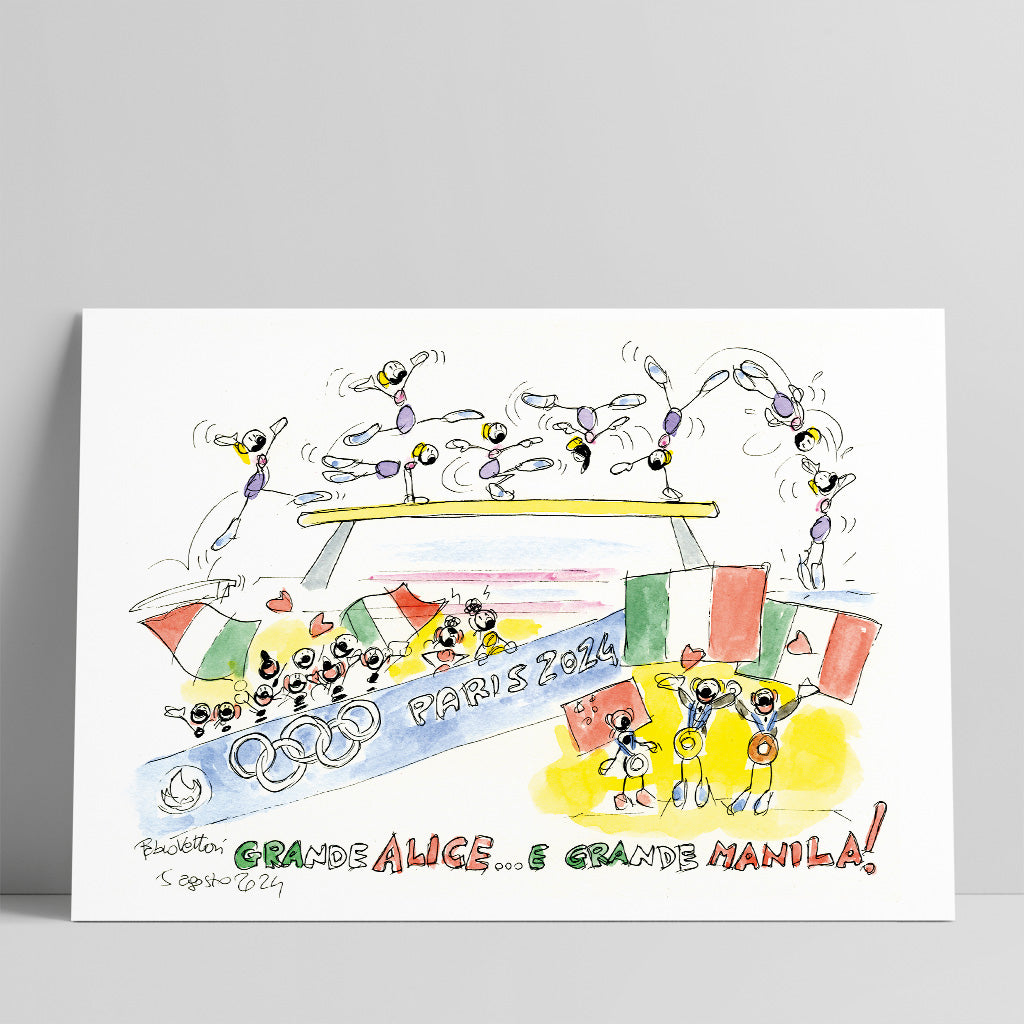 Disegno originale "Alice D'Amato e Manila Esposito - Paris 2024"