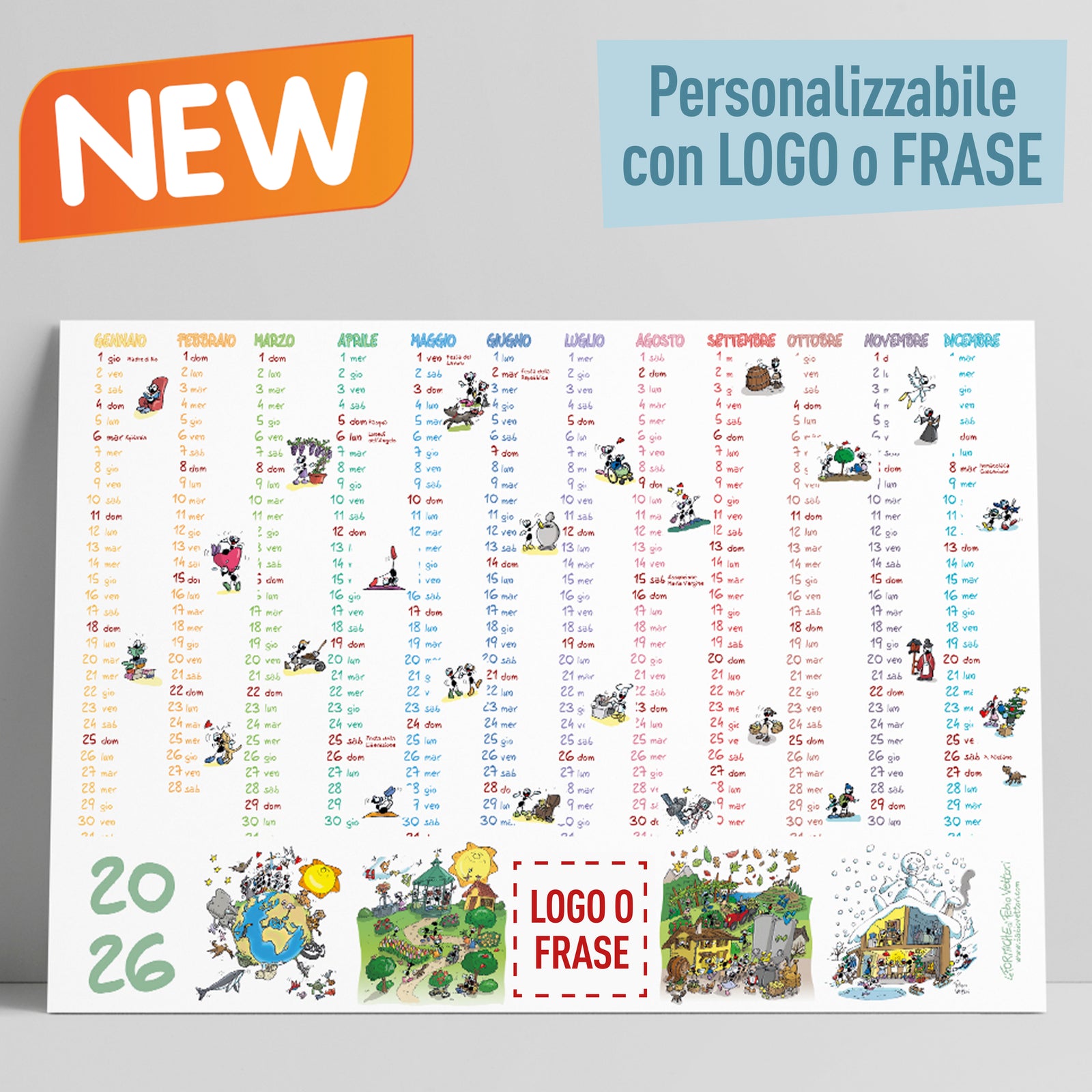 Calendario Poster 2026 delle Formiche di Fabio Vettori PERSONALIZZABILE