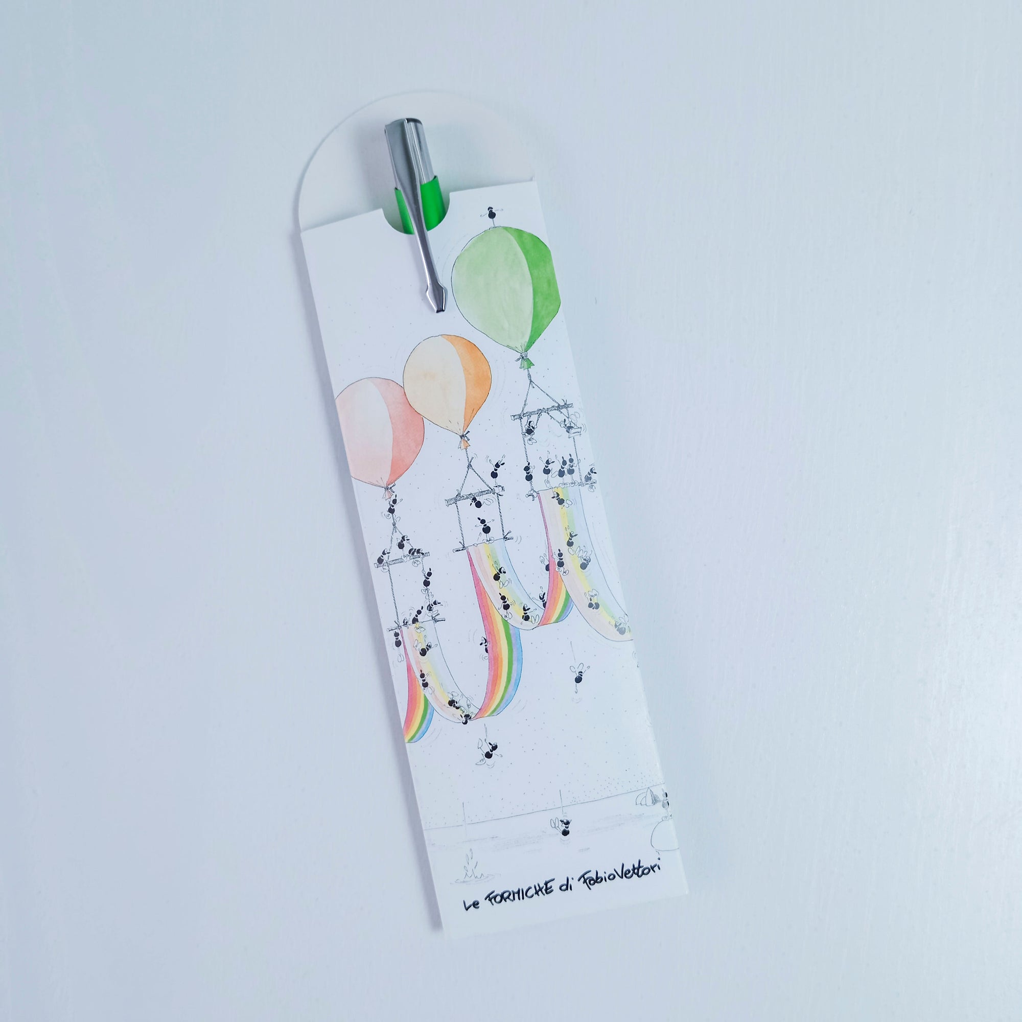 Penna a Sfera con Biglietto Dedica soggetto "Arcobaleno"