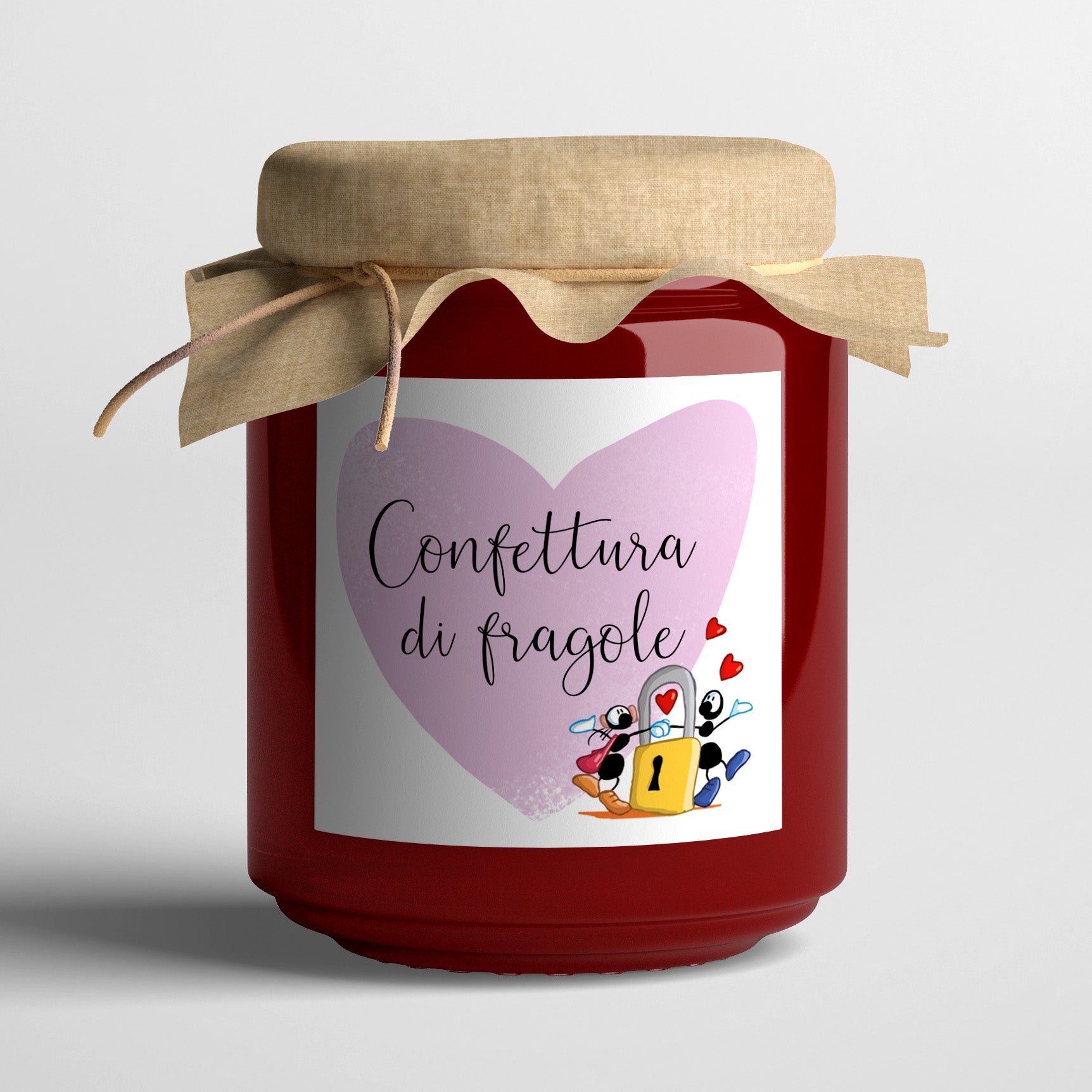 Etichette autoadesive per confetture, biscotti, quaderni, libri, scatole, ecc... Soggetto "Albero innamorati" (FV39-03)