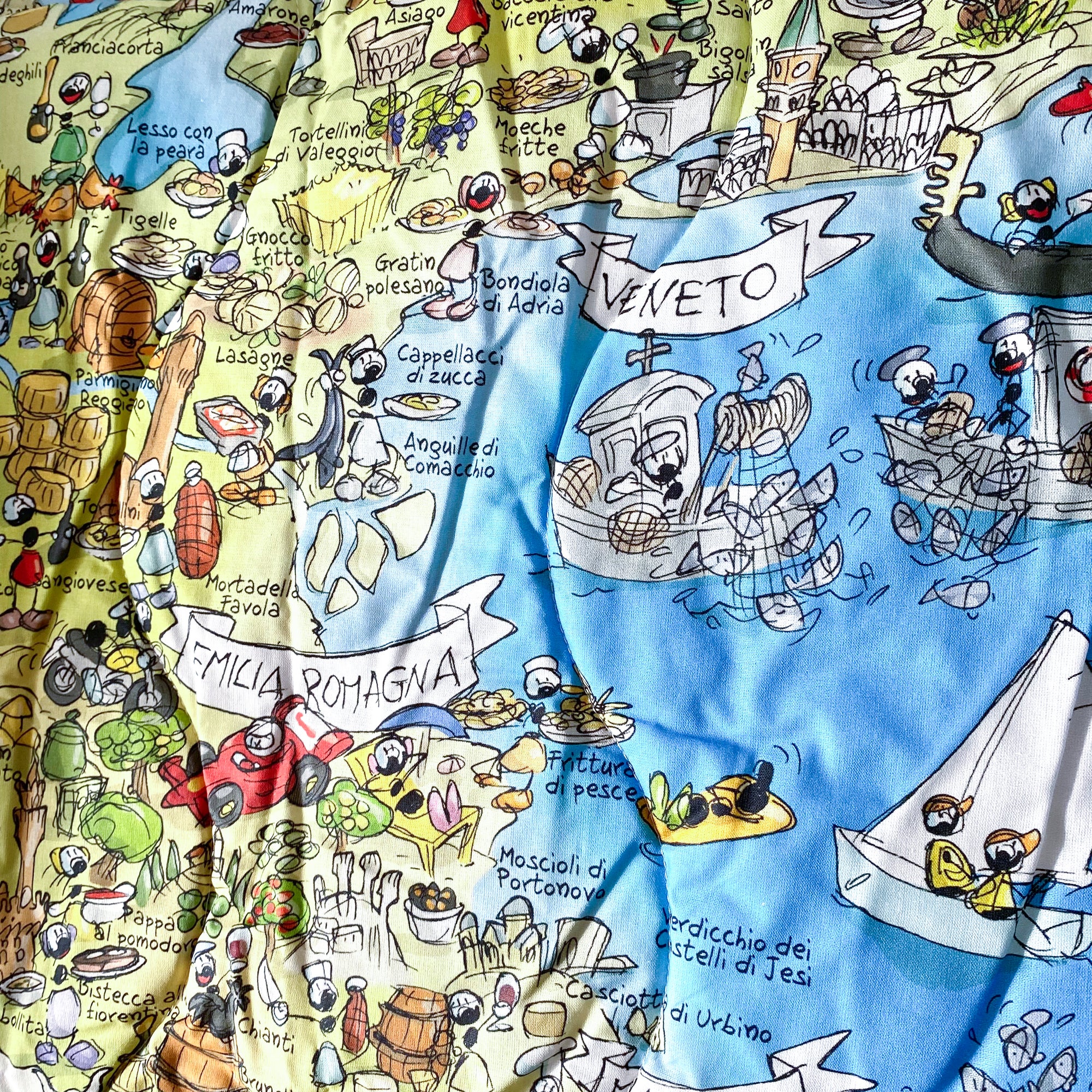 Padded quilted plaid with "Italy of flavors" theme