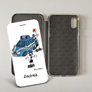 Cover artistica per Smartphone Personalizzata soggetto "Polizia" modello con apertura "a Libro"
