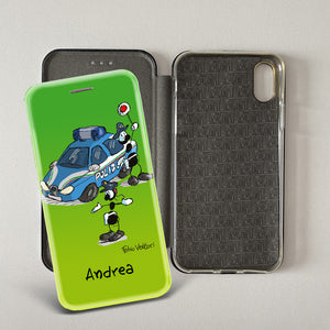 Cover artistica per Smartphone Personalizzata soggetto "Polizia" modello con apertura "a Libro"