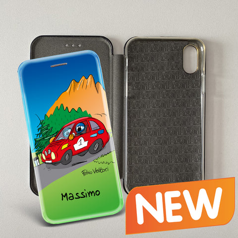 Cover artistica per Smartphone Personalizzata soggetto "Rally" modello con apertura "a Libro"