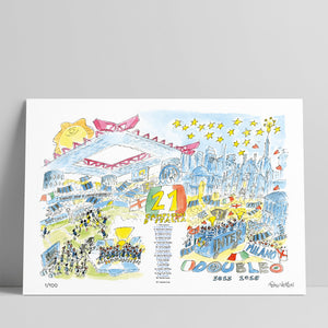 Stampa serie limitata con firma originale "Inter campione d'Italia 2026" formato 32x45 cm