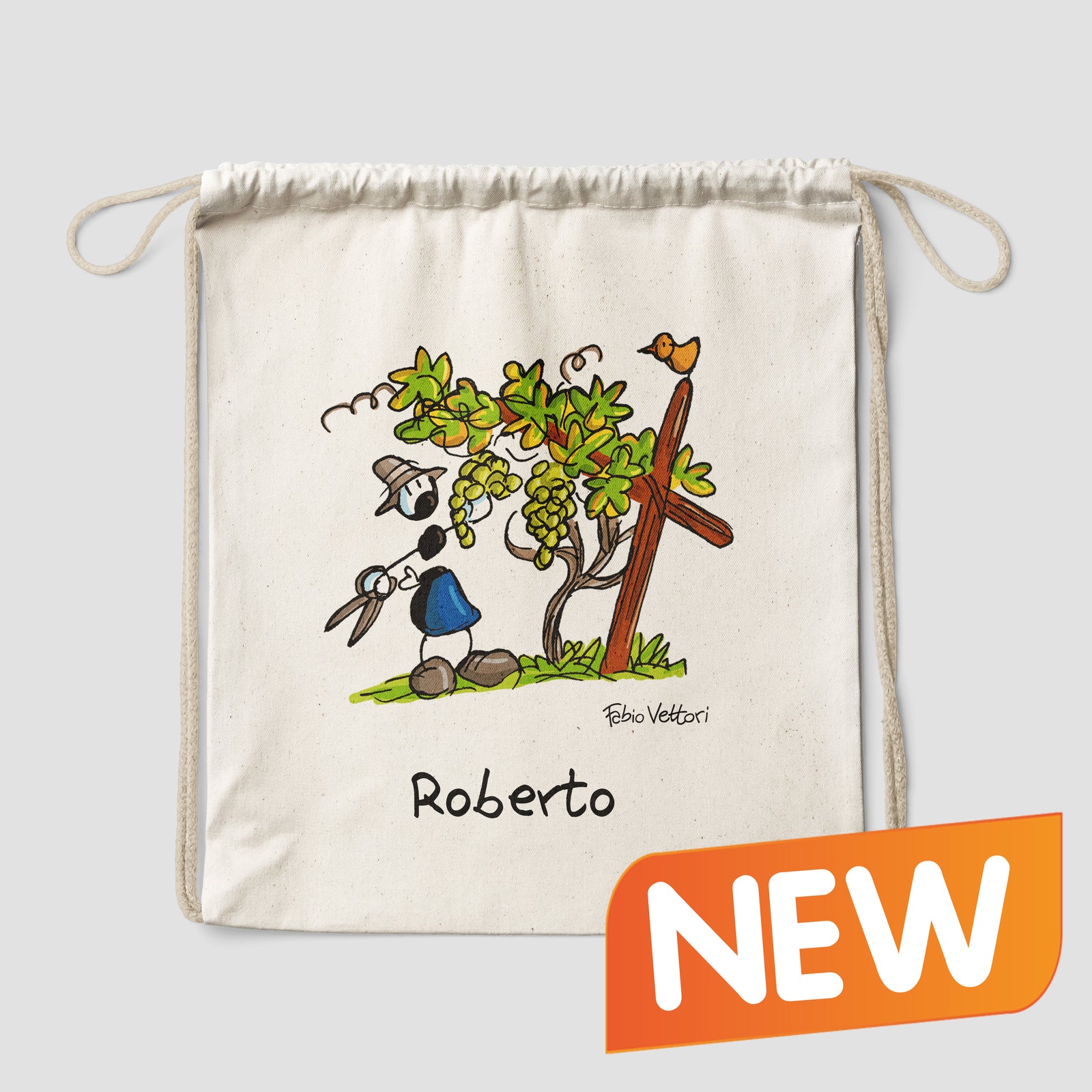 Sacca zaino personalizzata in cotone soggetto "Viticoltori"