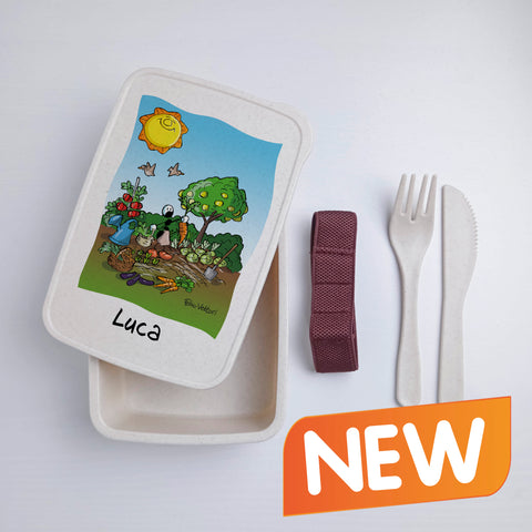 Scatola Porta Pranzo con Fascia Porta Posate Personalizzata soggetto "Agricoltori"