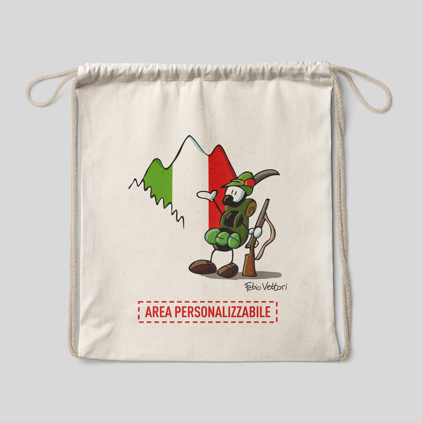 Sacca zaino personalizzata in cotone soggetto "Alpino"