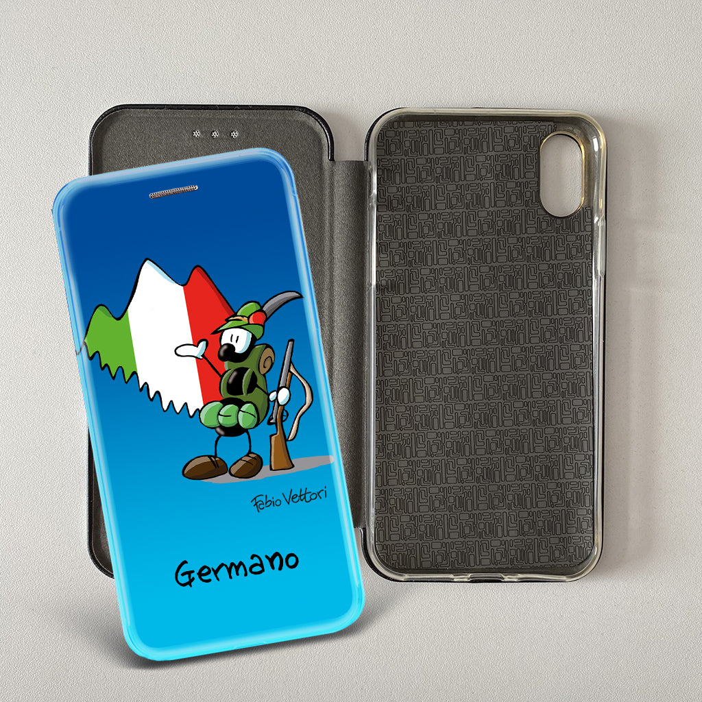 Cover artistica per Smartphone Personalizzata soggetto "Alpino" modello con apertura "a Libro"