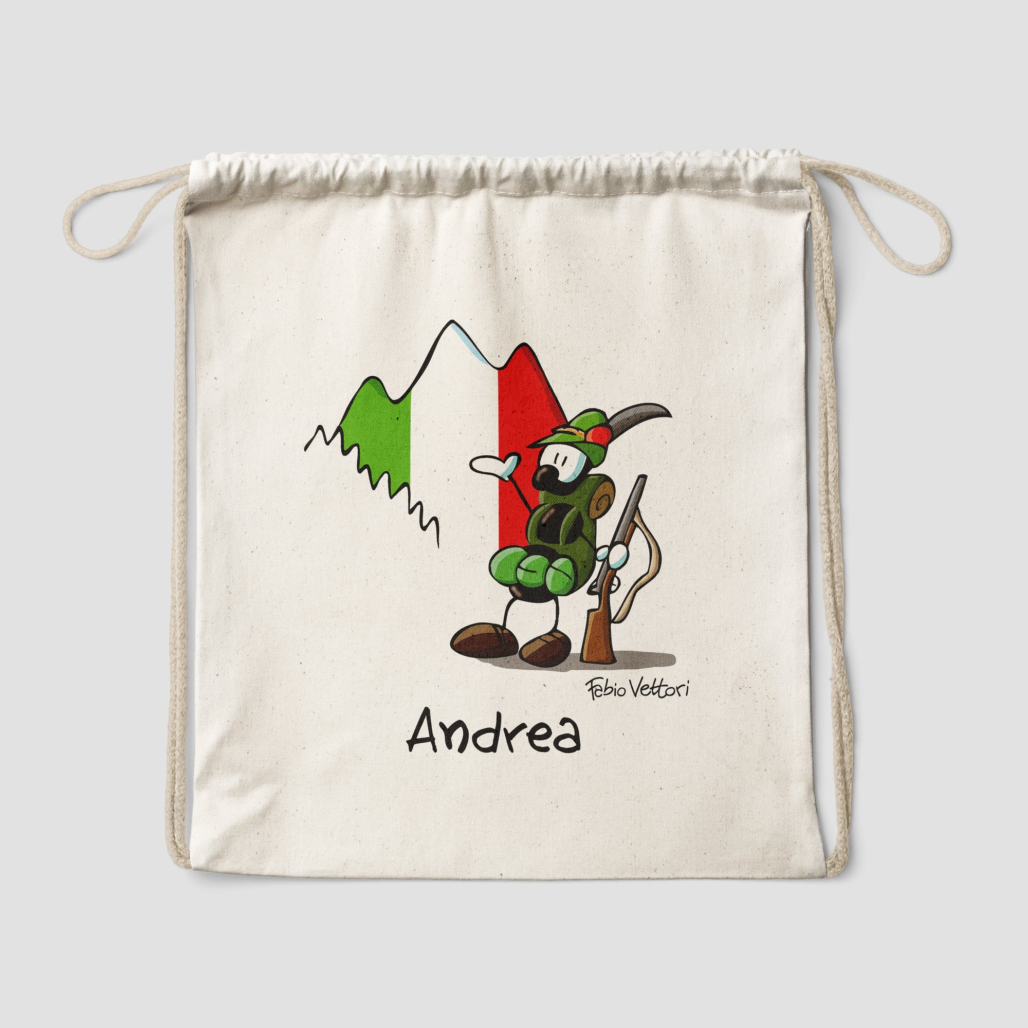 Personalized cotton backpack bag with "Alpine" motif