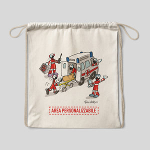 Personalized cotton backpack bag with "Ambulance" theme