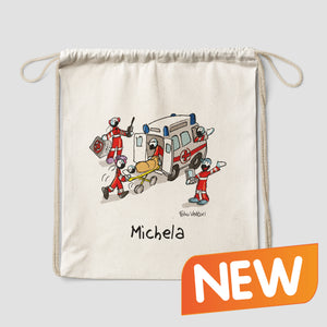 Personalized cotton backpack bag with "Ambulance" theme