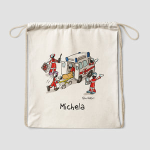 Personalized cotton backpack bag with "Ambulance" theme