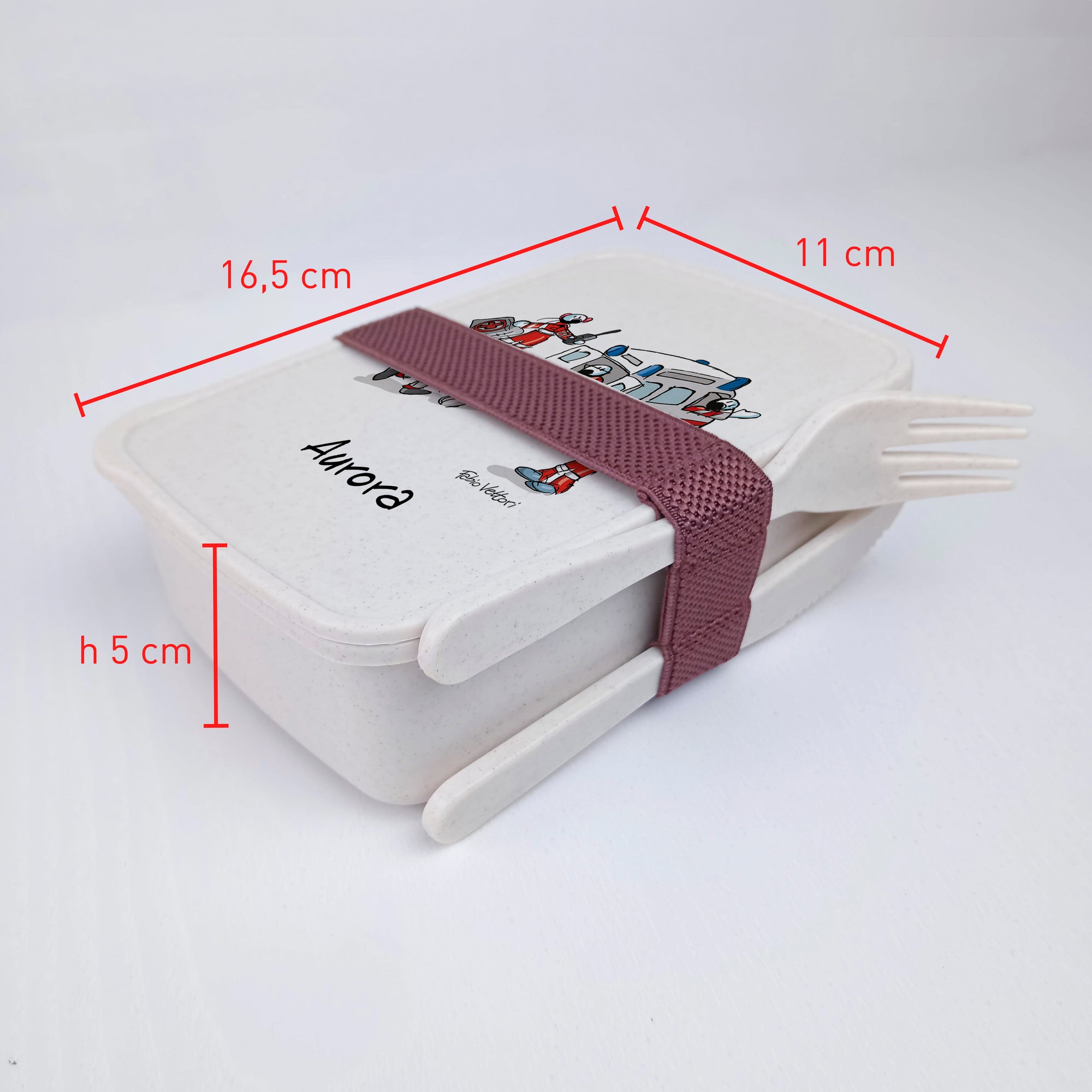 Scatola Porta Pranzo con Fascia Porta Posate Personalizzata soggetto "Ambulanza"