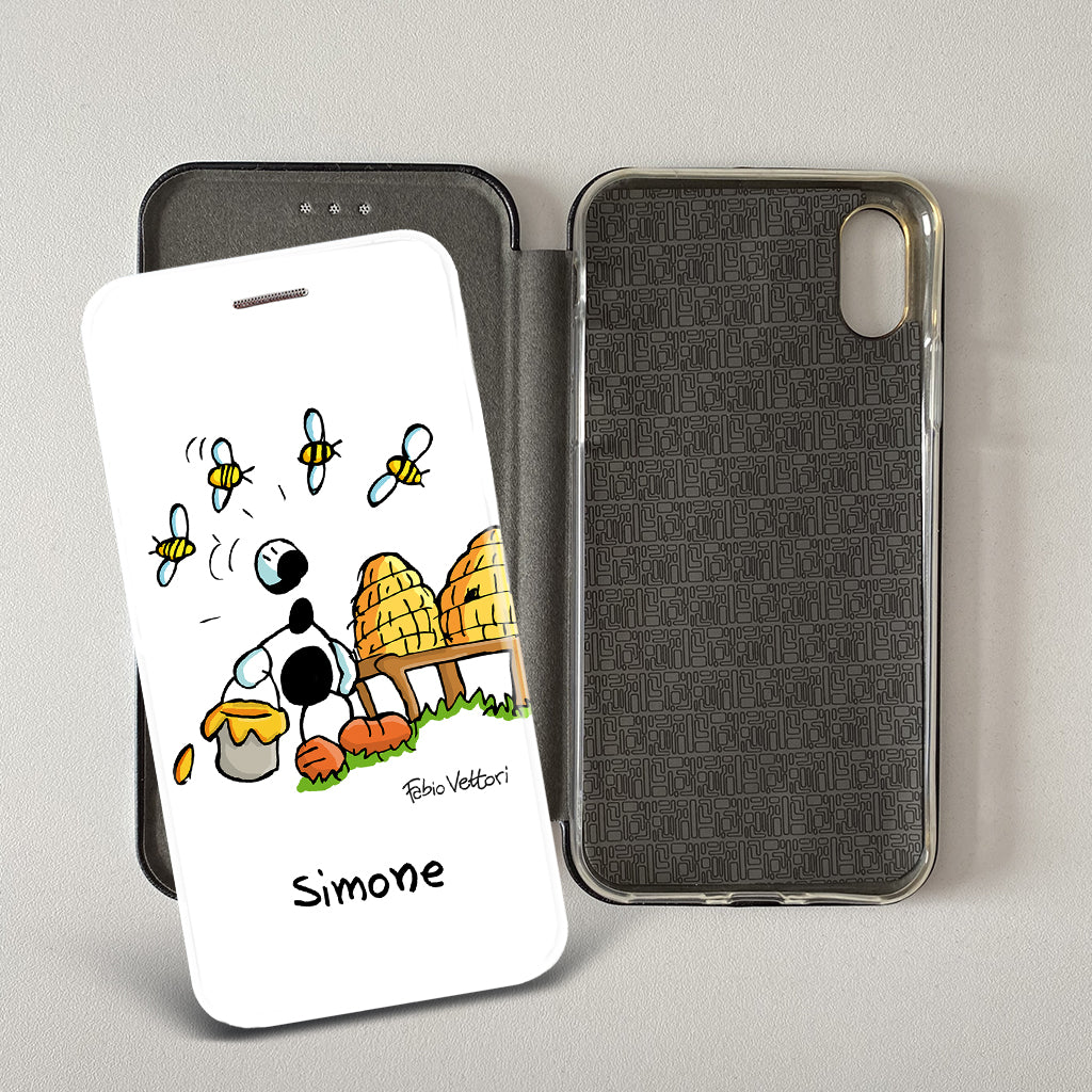 Cover artistica per Smartphone Personalizzata soggetto "Apicoltore" modello con apertura "a Libro"