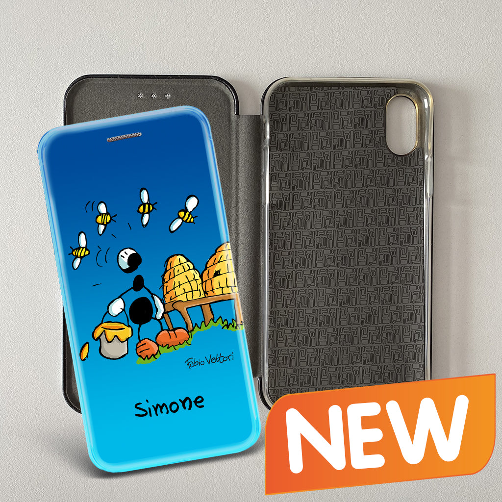 Cover artistica per Smartphone Personalizzata soggetto "Apicoltore" modello con apertura "a Libro"