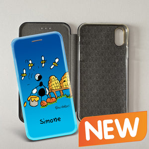 Artistic cover for Smartphone Personalized "Museum Guide" subject, model with "book" opening
