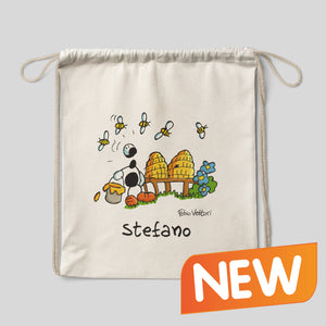 Personalized cotton backpack bag with "Museum Guide" theme