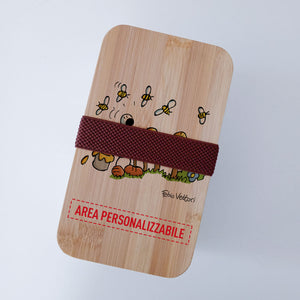 Lunch Box with Cutlery Holder Band Personalized "Museum Guide" Subject