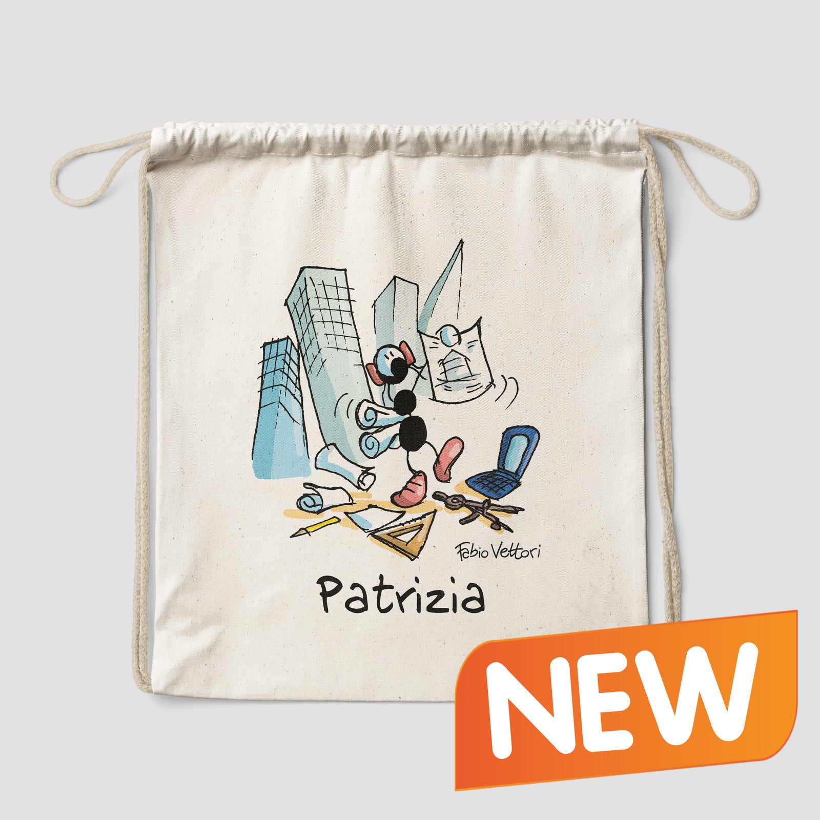 Sacca zaino personalizzata in cotone soggetto "Architetti"