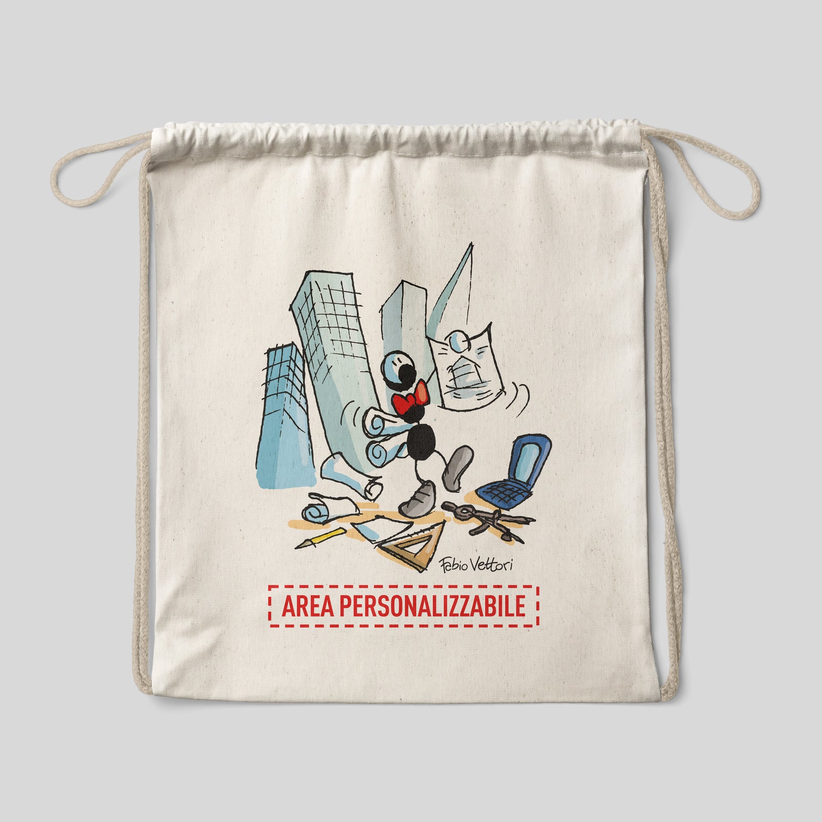 Sacca zaino personalizzata in cotone soggetto "Architetti"