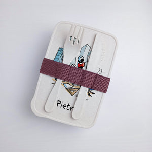 Scatola Porta Pranzo con Fascia Porta Posate Personalizzata soggetto "Architetti"