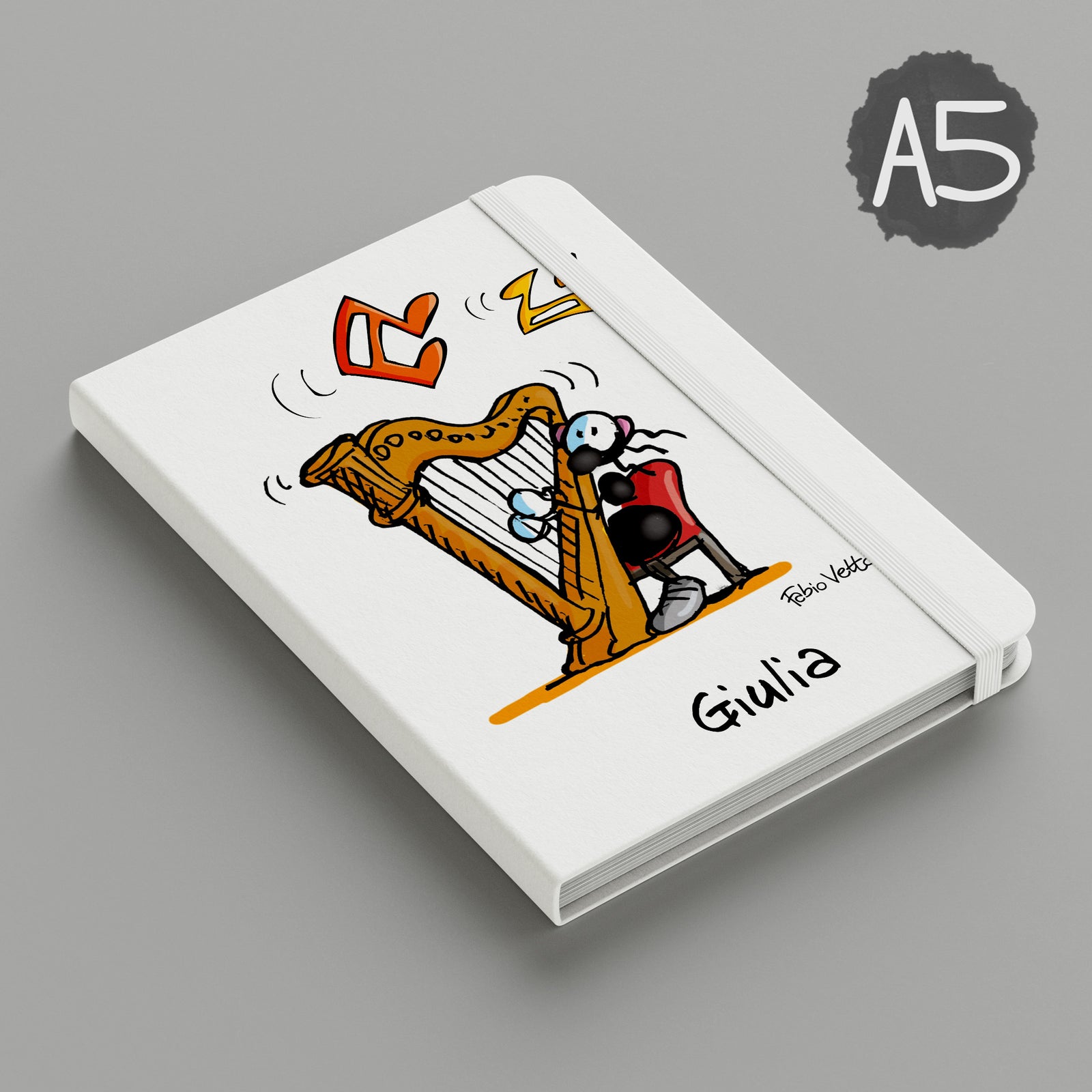 Personalized notebook with "Harp" theme