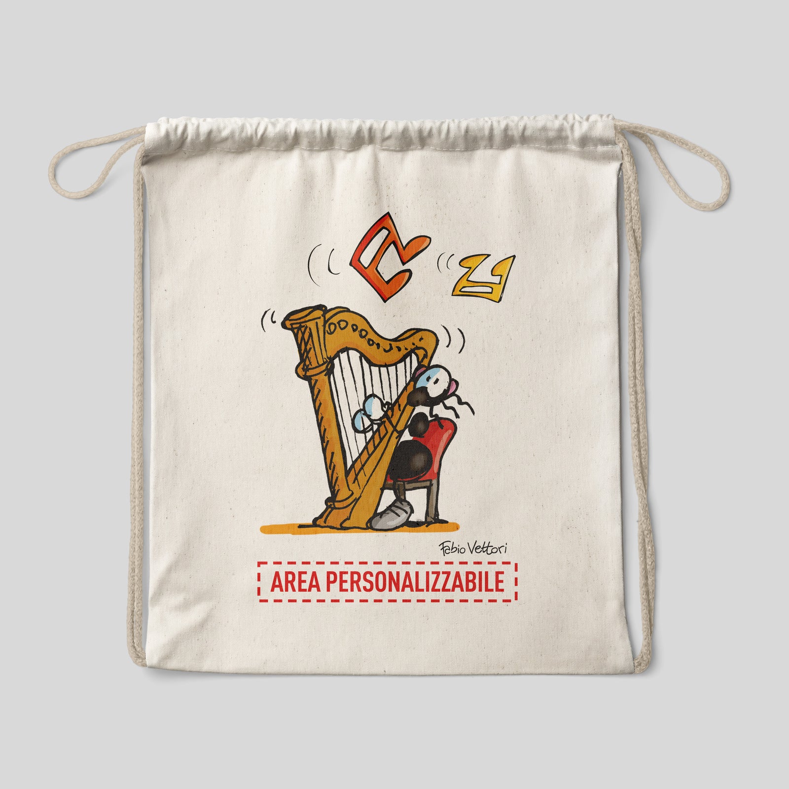 Sacca zaino personalizzata in cotone soggetto "Arpa"