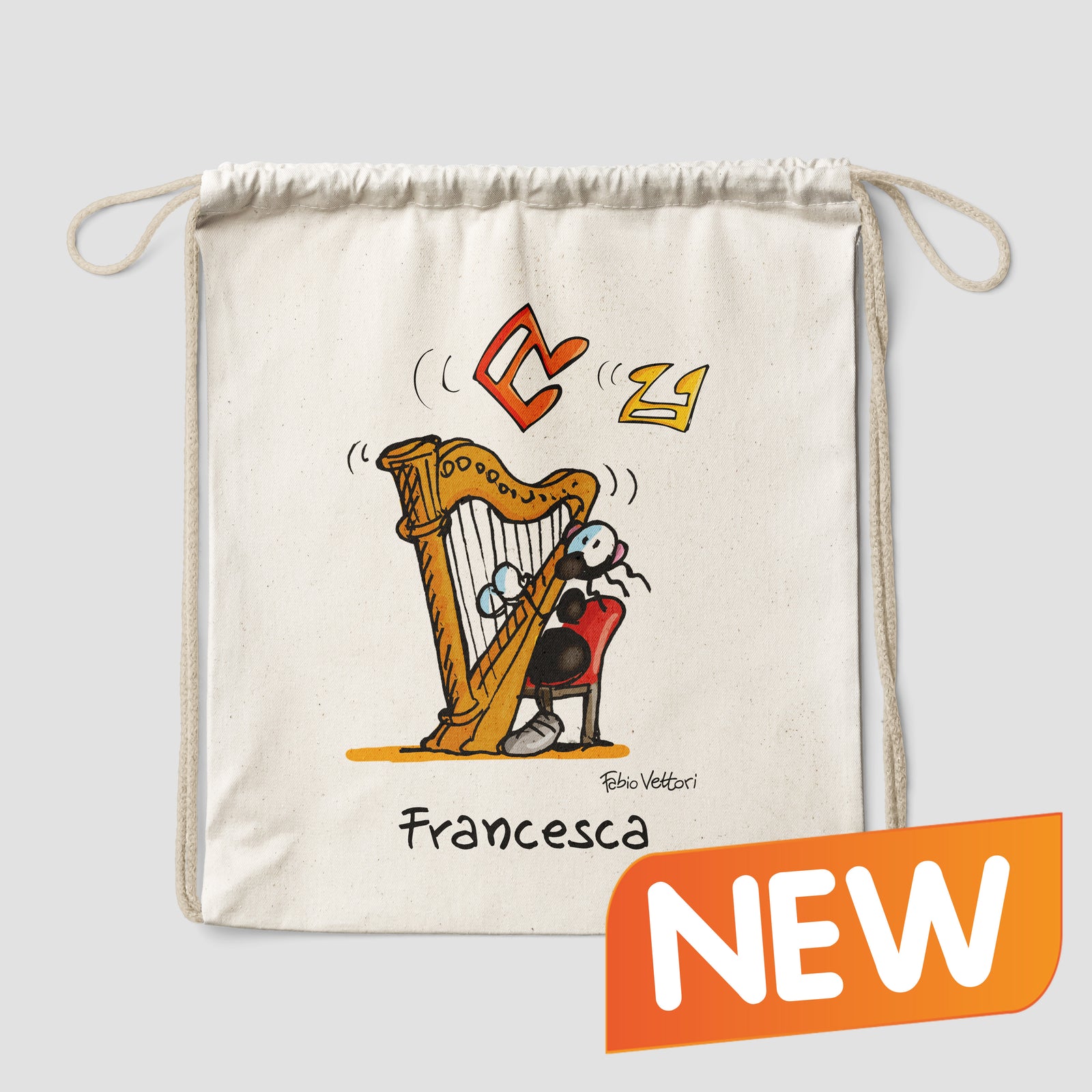 Sacca zaino personalizzata in cotone soggetto "Arpa"