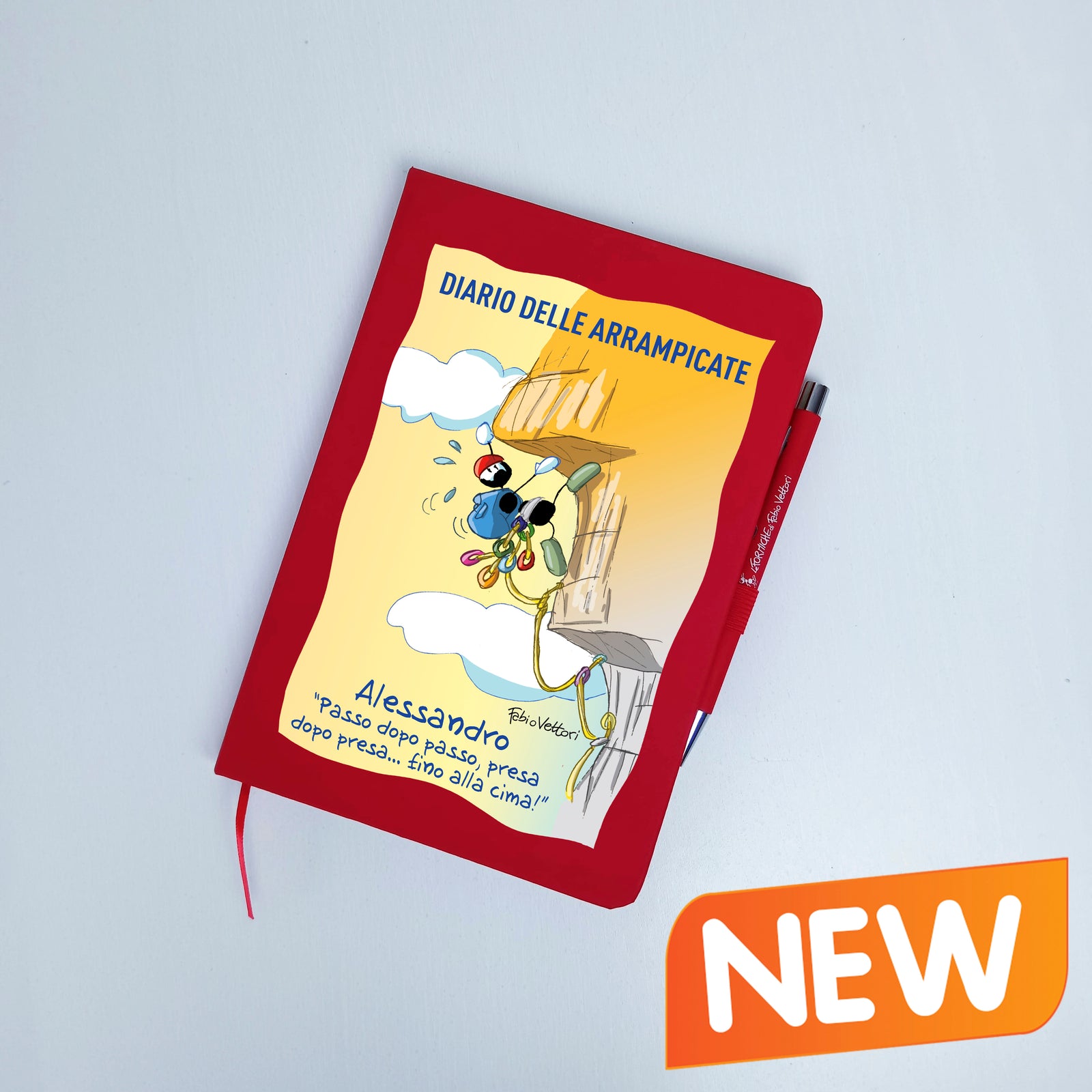 Customizable A5 notebook with pen, subject "Climbing Diary"