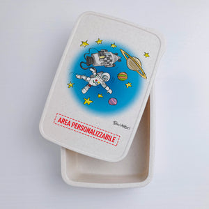 Scatola Porta Pranzo con Fascia Porta Posate Personalizzata soggetto "Astronauta"