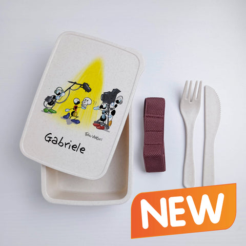 Scatola Porta Pranzo con Fascia Porta Posate Personalizzata soggetto "Attore"