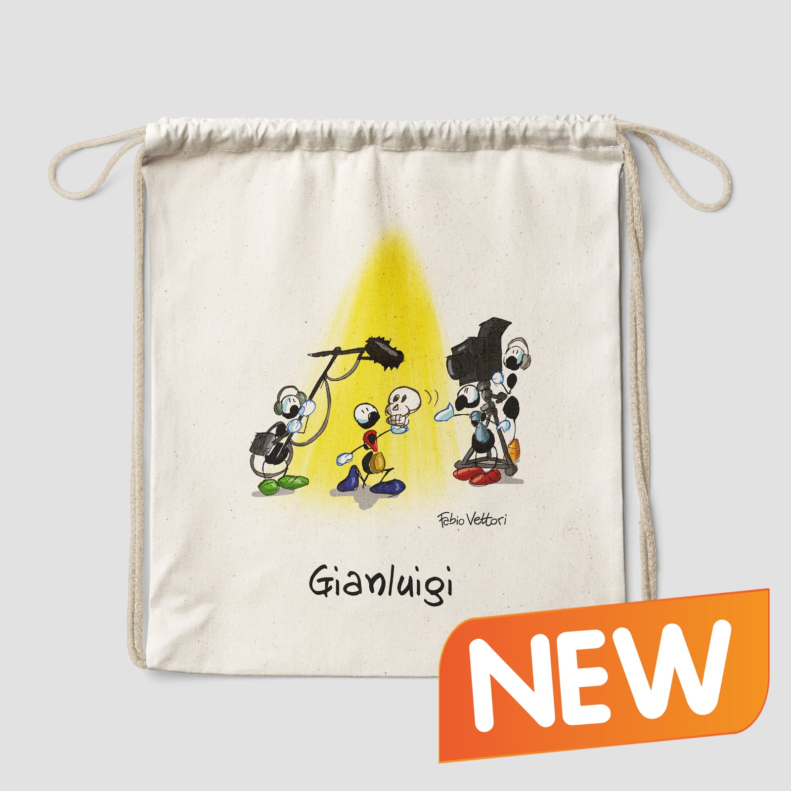 Sacca zaino personalizzata in cotone soggetto "Attore"