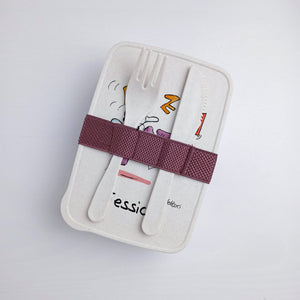 Lunch Box with Cutlery Holder Band Personalized "Dancers" Theme