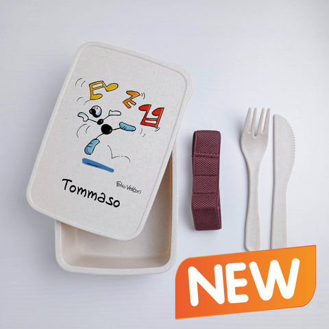 Scatola Porta Pranzo con Fascia Porta Posate Personalizzata soggetto "Ballerini"