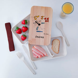 Lunch Box with Cutlery Holder Band Personalized "Dancers" Theme