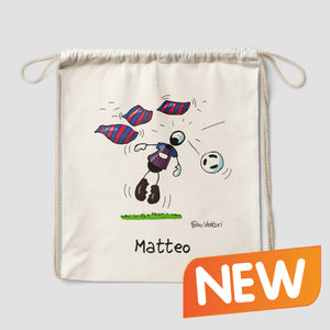 Personalized cotton backpack bag with "Barcelona" design