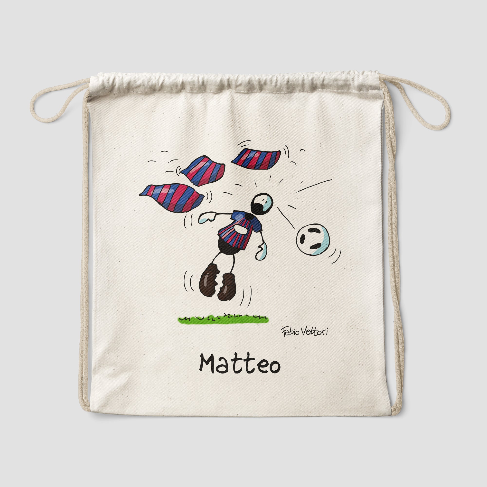 Personalized cotton backpack bag with "Barcelona" design