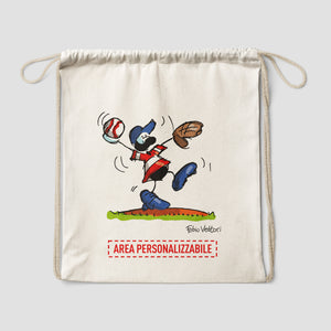Personalized cotton backpack bag with "Baseball" theme