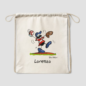 Personalized cotton backpack bag with "Baseball" theme