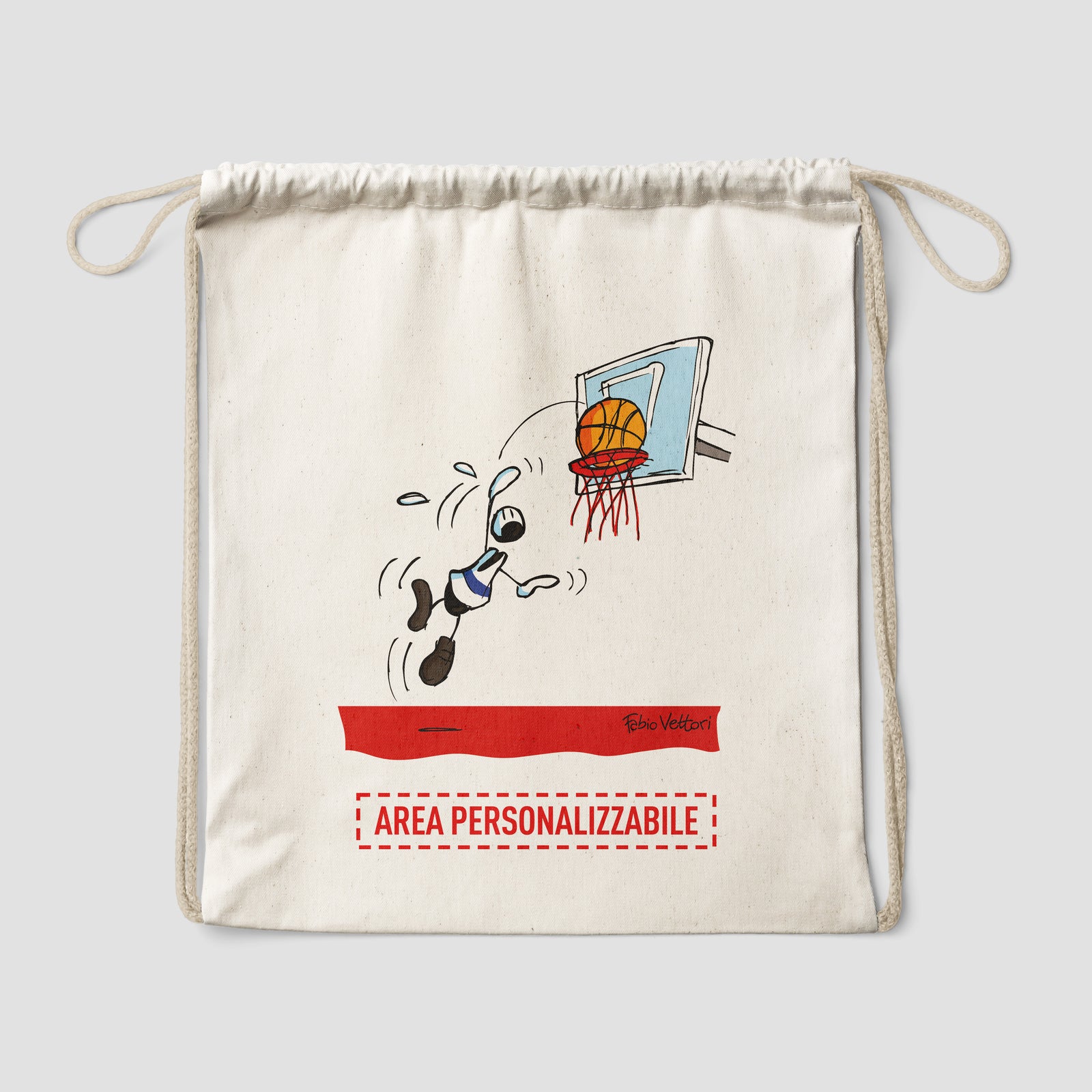 Sacca zaino personalizzata in cotone soggetto "Basket"